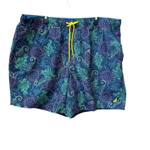 Nautica Performance Swim Trunks Mens 3XL NEW Colorful Sea Life Neon
